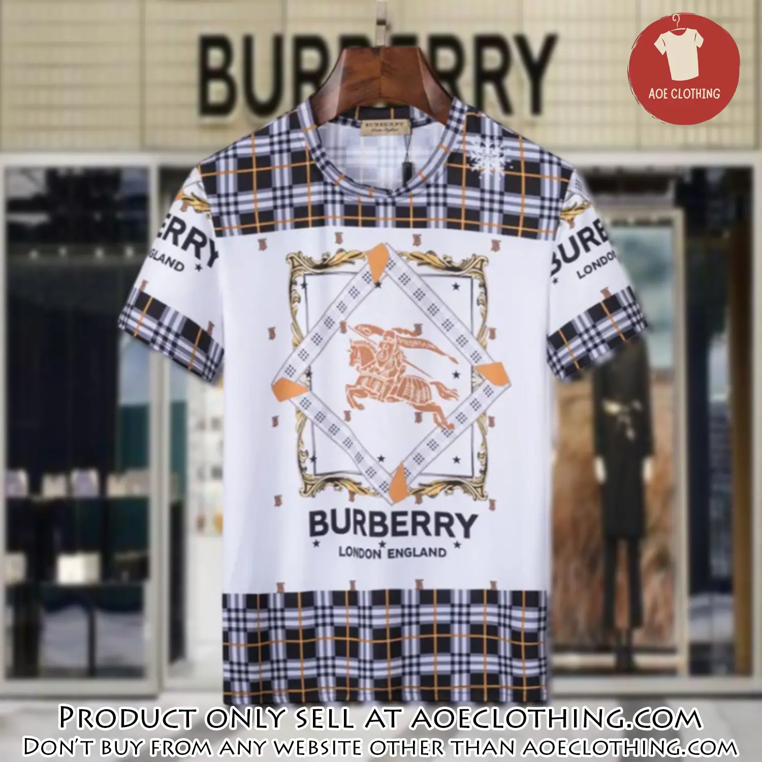Burberry london england luxury brand tshirt outfit for men women aoe1748429